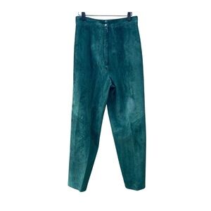 Danier | Suede Leather 🌲 Forest Green High Waisted Straight Leg Pants